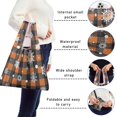 thumbnail image 5 of 5 Pack Foldable Shopping Bag,Orange and Black Plaid Christmas Snowflake Pattern Reusable Grocery Bags with Pockets,Large Reusable Tote Bags with Handles Waterproof & Lightweight, 5 of 6