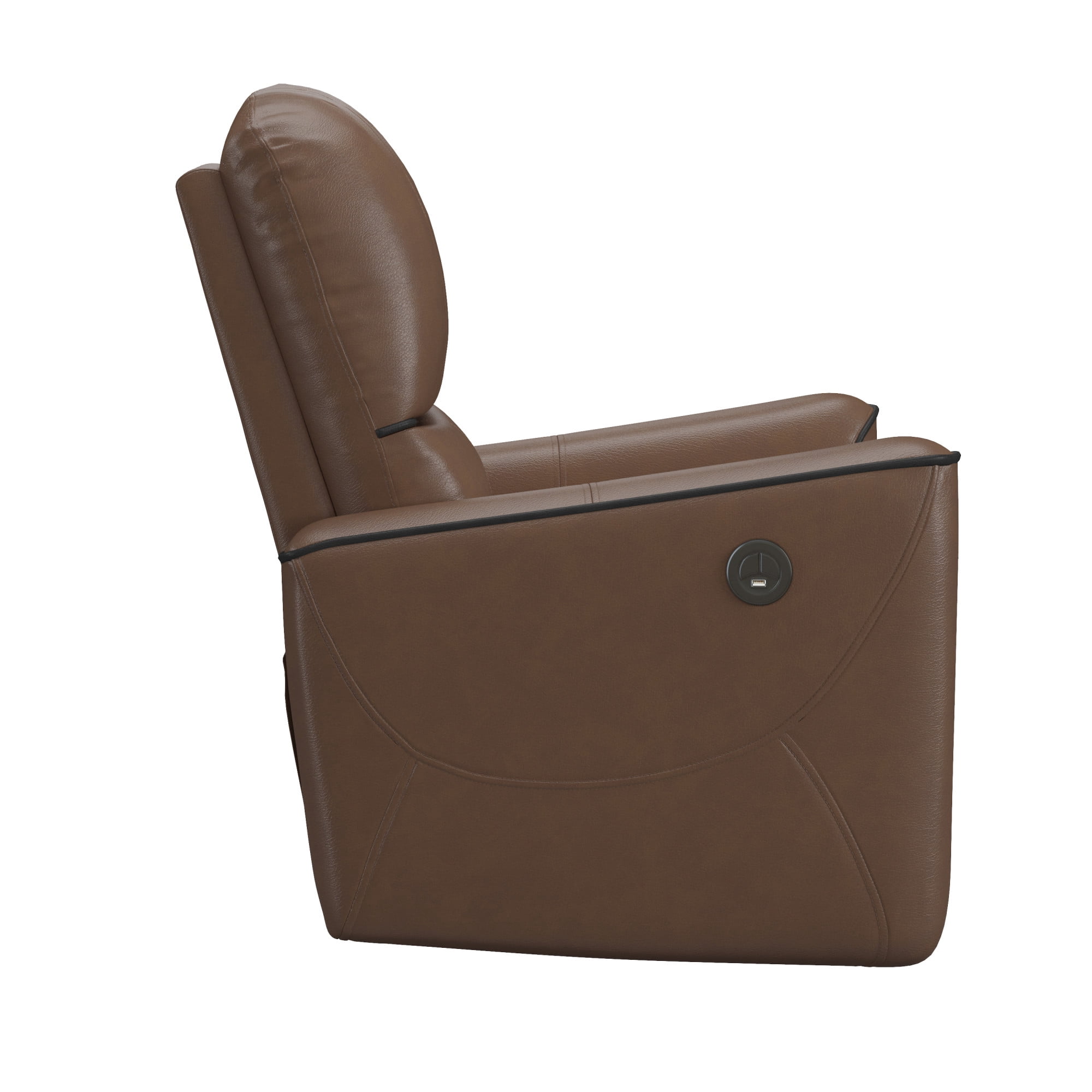 Hillsdale Provenza Faux Leather Power Recliner with USB Port, Saddle Brown
