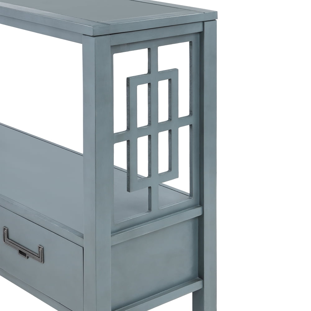 Lowestbest Narrow Console Sofa Table, Sofa Table with Bottom Drawers for Living Room, Farmhouse Wood Entryway Table, Blue Lowestbest Narrow Console Sofa Table, Sofa Table with Bottom Drawers for Living Room, Farmhouse Wood Entryway Table, Blue