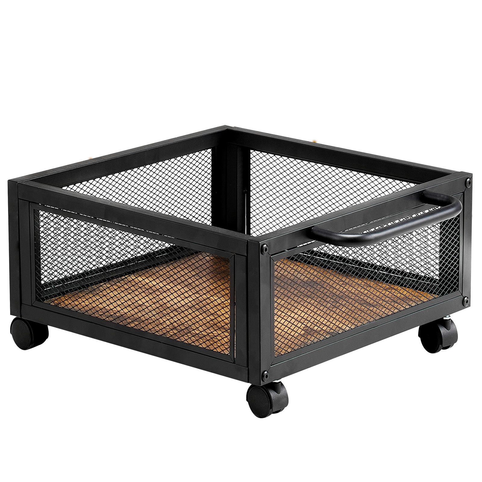 Mini Fridge Stand with Storage, 198 lbs Mini Fridge Table with Movable Storage Cart & Swivel Wheels, Beverage Refrigerator Stand for Coffee Bar, Mini Fridge Organizer for Home Dorm, Light Brown
