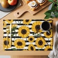 thumbnail image 2 of Yellow Sunflowers Placemats Set of 12, Retro Plants Flowers Black White Striped Non-Slip Place Mats Washable Table Mats for Kitchen Dining Table Decorations Indoor/Outdoor, 2 of 9