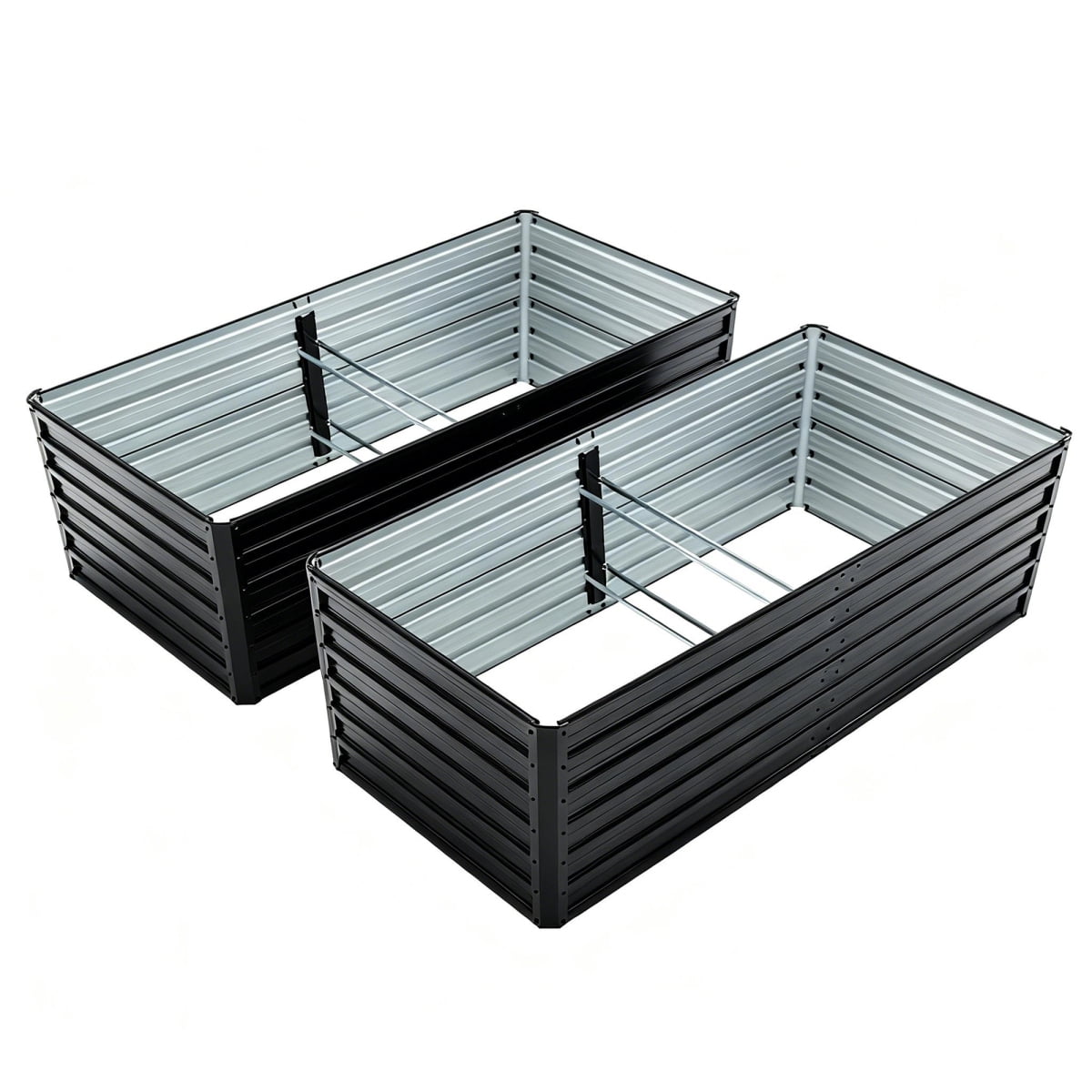 2-Pack 6x3x2 FT Galvanized Metal Raised Garden Beds, Reinforced Rustproof Colored Steel Planter Boxes for Vegetables, Flowers, Herbs and Succulents Outdoor