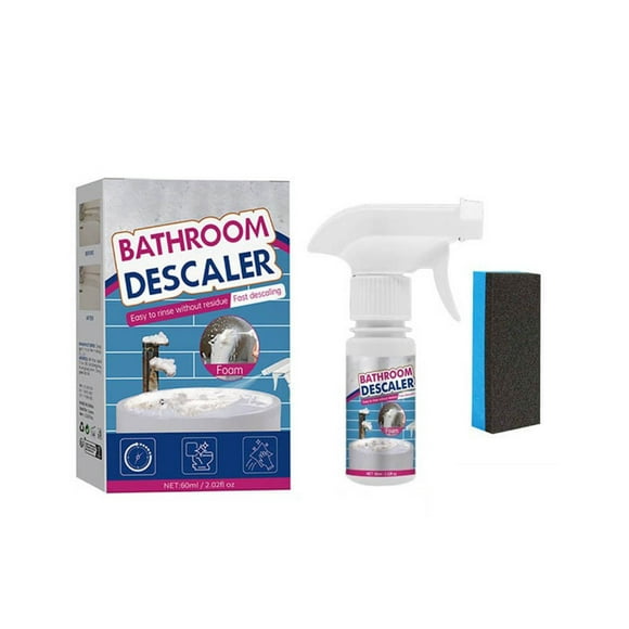 Potente limpiador de baño de 60 ml - Desincrustante multisuperficie y quitamanchas para bañera, azulejos, vidrio, grifo - Uso diario con esponja para fregar - Fórmula segura para niños