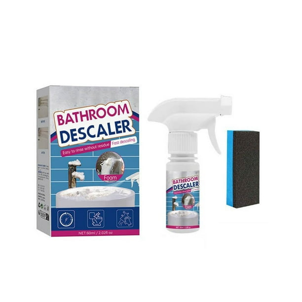 Limpiador de Baño y Desincrustante para Vidrios | Removedor de Manchas para Azulejos, Tina, Grifos, Lavabo, Inodoro | Elimina Suciedad, Sarro y Grasa | Líquido Fácil de Usar 60ml + Esponja para