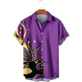 thumbnail image 5 of SDNall Mardi Gras Carnival Shirts for Men Hawaiian Shirt Carnival Printed Shirt Loose Shirt Short Sleeved Round Neck Mens Casual Button Down Shirts (Purple,Sizes:S-5XL), 5 of 9