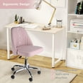 thumbnail image 2 of Modern Mid Back Linen Fabric Desk Chair, Height Adjustable Swivel Computer Task Chair Cute Upholstered Armless Home Office Chair, Pink, 2 of 9