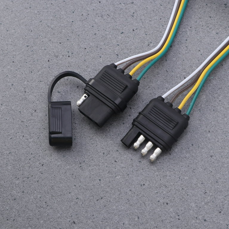 4-Way Flat Trailer Plug Extension – 12" Male & Female Connector Set (3-Pack) – Perfect For Wiring Your Trailer Lights