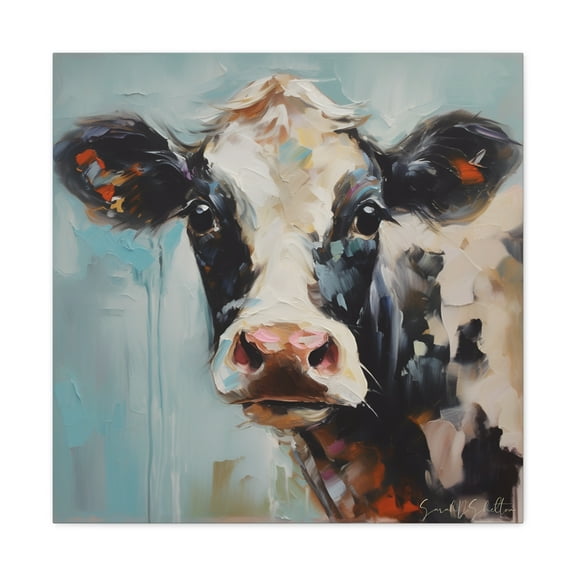 Hand Painted Cow Canvas | Cow Print Art | Farmhouse Home Decor