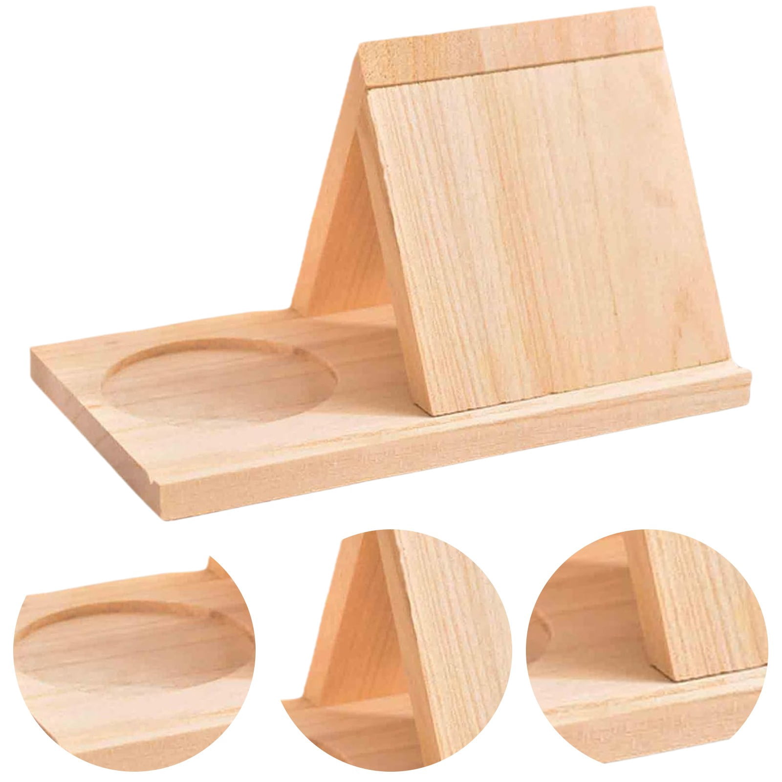 Solivara Wooden Triangular Bookmark Holder Set, Household Triangular Reading Stand With Cup Base Bookshelf That Secures Book Pages(Khaki,6.14*10*6in)
