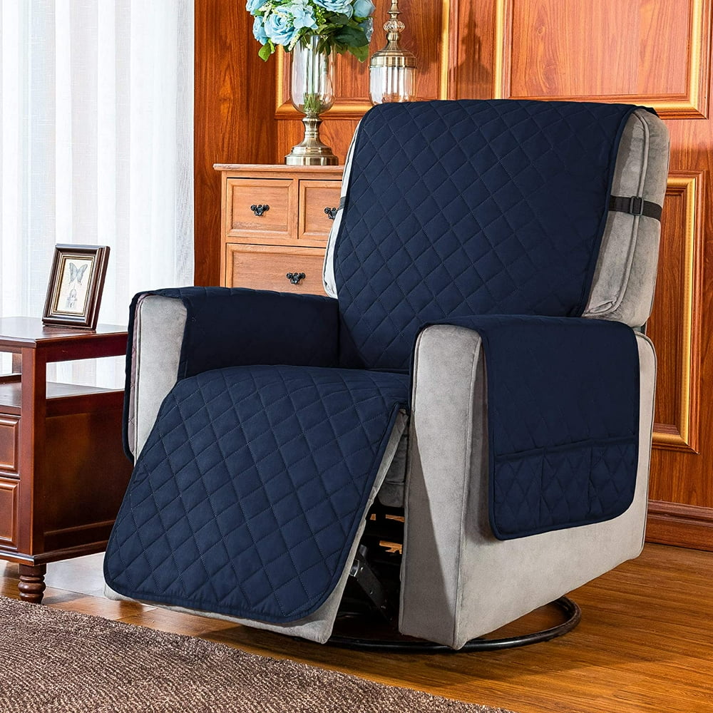 Subrtex Reversible 1Piece Quilted Recliner Chair Cover, Small, Navy