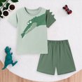 thumbnail image 2 of Xudanell Toddler Boys Clothes Vacation Outfits with Dinosaur T Shirt Loose Shorts Baby 2 Pieces Sets Green 2-3 Years, 2 of 9