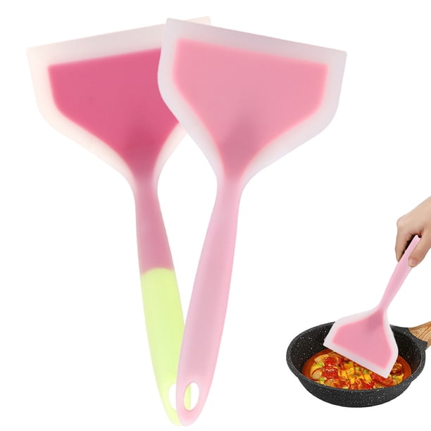 Espátula de silicona para panqueques, pala para tortilla, espátula para huevos, pescado, panqueques, pizza y bistec, pala ancha y suave para pizza, antiadherente, resistente al calor, pala para freír