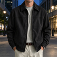 thumbnail image 2 of Dpjklzsn Mens Faux Suede Jacket Zip Up Collar Lightweight Trucker Coat with Pockets for Casual Daily Wear, 2 of 7