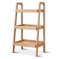 thumbnail image 6 of 3-Tiers Ladder Bookshelf, Solid Oak Wood Ladder Shelf, Floor Bookcase, Side Table for Living Room, Storage Open Shelf for Kitchen, Bathroom, 6 of 7