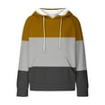 thumbnail image 4 of Womens Waffle Knit Graphic Hoodie with Pocket Drawstring Pullover Hooded Casual Sweatshirt Loose Fall Trendy Tops (XL, Yellow|Colorblock), 4 of 5