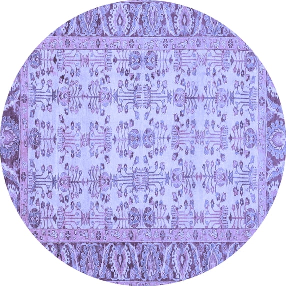 Ahgly Company Indoor Round Abstract Blue Modern Area Rugs, 3' Round