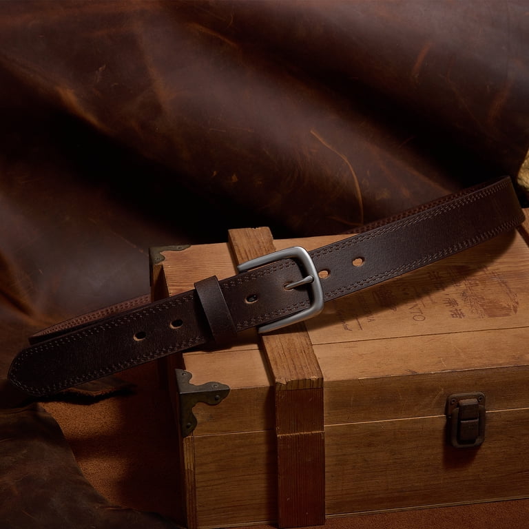 Fianmy Men's Genuine Leather Belt, Handmade Dark Brown photo 8