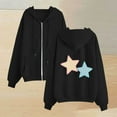 thumbnail image 2 of XPMWRP Women's Oversized Star Embroidery Graphic Zip Up Sweatshirts Hoodies Cute Long Sleeve Fleece Fall Winter Warm Sweatshirt Black XXL, 2 of 3
