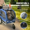 thumbnail image 4 of VEVOR Dog Bike Trailer, Supports up to 100 lbs, 2-in-1 Pet Stroller Cart Bicycle Carrier, Easy Folding Cart Frame with Quick Release Wheels, Universal Bicycle Coupler, Reflectors, Flag, Blue/Black, 4 of 9