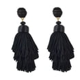 thumbnail image 4 of Moda Lindo Bohemio Cuelga Los Pendientes Chica Flecos Decoración De Negro jinwen Pendientes con borlas de hilo con flecos, 4 of 7