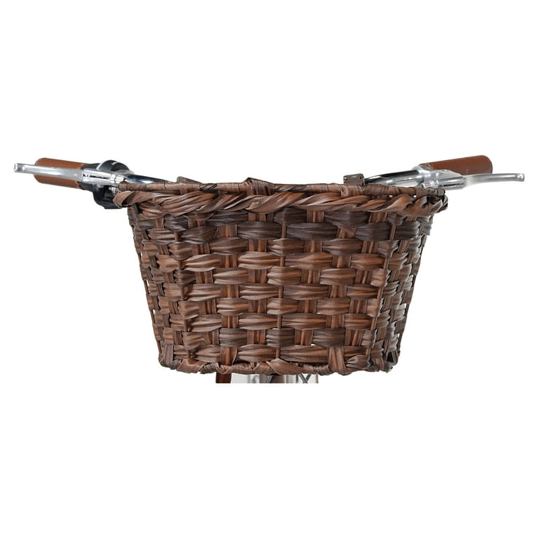 Concord Woven Front Mount Storage Bicycle Basket with Straps, Brown 