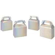 Koyal Wholesale Iridescent Gable Party Favor Boxes, 4.75 inch, 36 Pack Set, Modern Holographic Silver Foil Party Favor Box