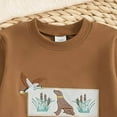 thumbnail image 4 of enyan Inf'ant Clothes B'oys Todd'ler B'aby B'oy Fall Winter Clothes Color Block Long Sleeve Sweatshirt Pullover Tops + Joggers Pants Outfit Set Brown,2-3 Years, 4 of 7