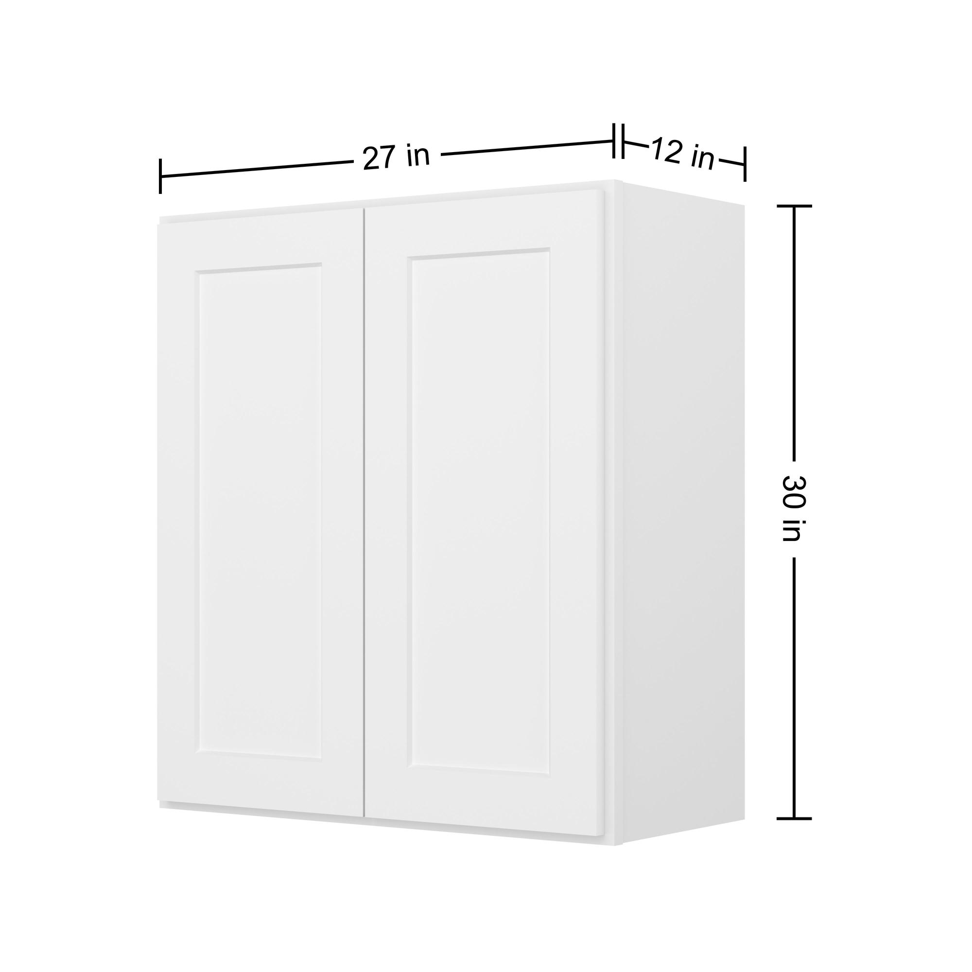 Furinno Shaker Wall Kitchen Cabinet 2-Doors 2-Shelves, Ready to Assemble, 12 D x 27 W x 30 H, White