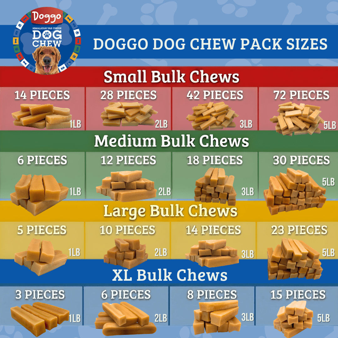 Doggo Dog Chew Natural Himalayan Yak Chews for Dogs, Medium, Long-Lasting, 1 lb, 6 Pieces