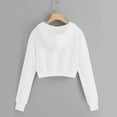 thumbnail image 4 of Fgnfyis Casual Short Hooded Sweatshirt with Pockets Lightweight Long Sleeve Pullover for Layering White S, 4 of 5