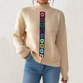 thumbnail image 2 of Women's Fall Weater Floral Crochet Long Sleeve Blouse Mock Neck Ribbed Knit Casual Tops Beige S, 2 of 7