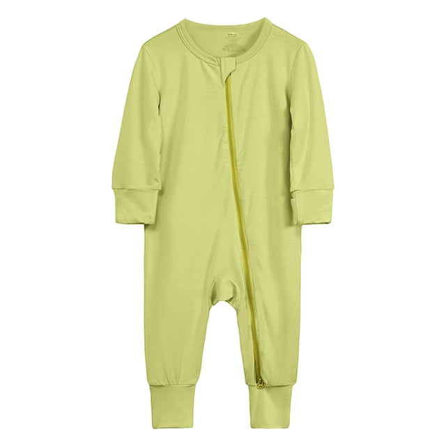 WEIYLL Boys Rompers Solid Color Zipper Long Sleeve Sleeper Warm Spring Autumn Green Toddler Overalls for 12-18 Months