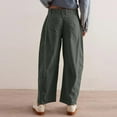 thumbnail image 4 of GXIPO Womens Mid Rise Cord Barrel Jeans Casual Baggy Wide Leg Corduroy Cropped Ankle Pants with Pockets Dark Green S, 4 of 7