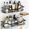 thumbnail image 2 of Shower Caddy 3-Pack, Adhesive Shower Organizer with Soap Holder, Rustproof No Drilling Shower Shelves for Inside Shower Bathroom Organizer and Storage, Black(Large), 2 of 6