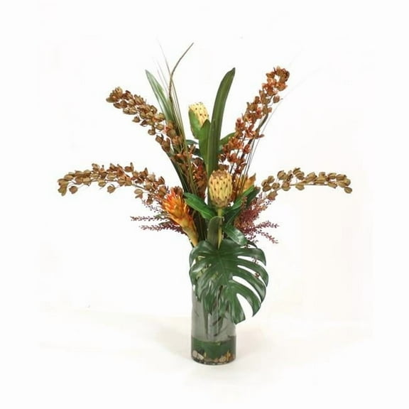 Unisex Dendrobium Orchid with Protea & Berries - Brown