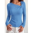 thumbnail image 6 of PRETTYGARDEN Womens Early Fall Fashion Long Sleeve T Shirts Asymmetrical Ribbed Fitted Trendy Going Out Tops Y2K Outfits, 6 of 8