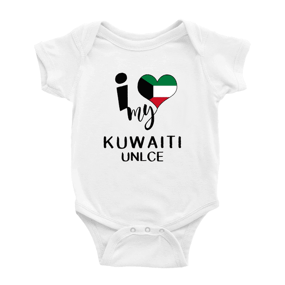 I Heart My Kuwaiti Unlce Kuwait Love Flag Baby One-Pieces Baby Bodysuit (White, 18-24 Months)