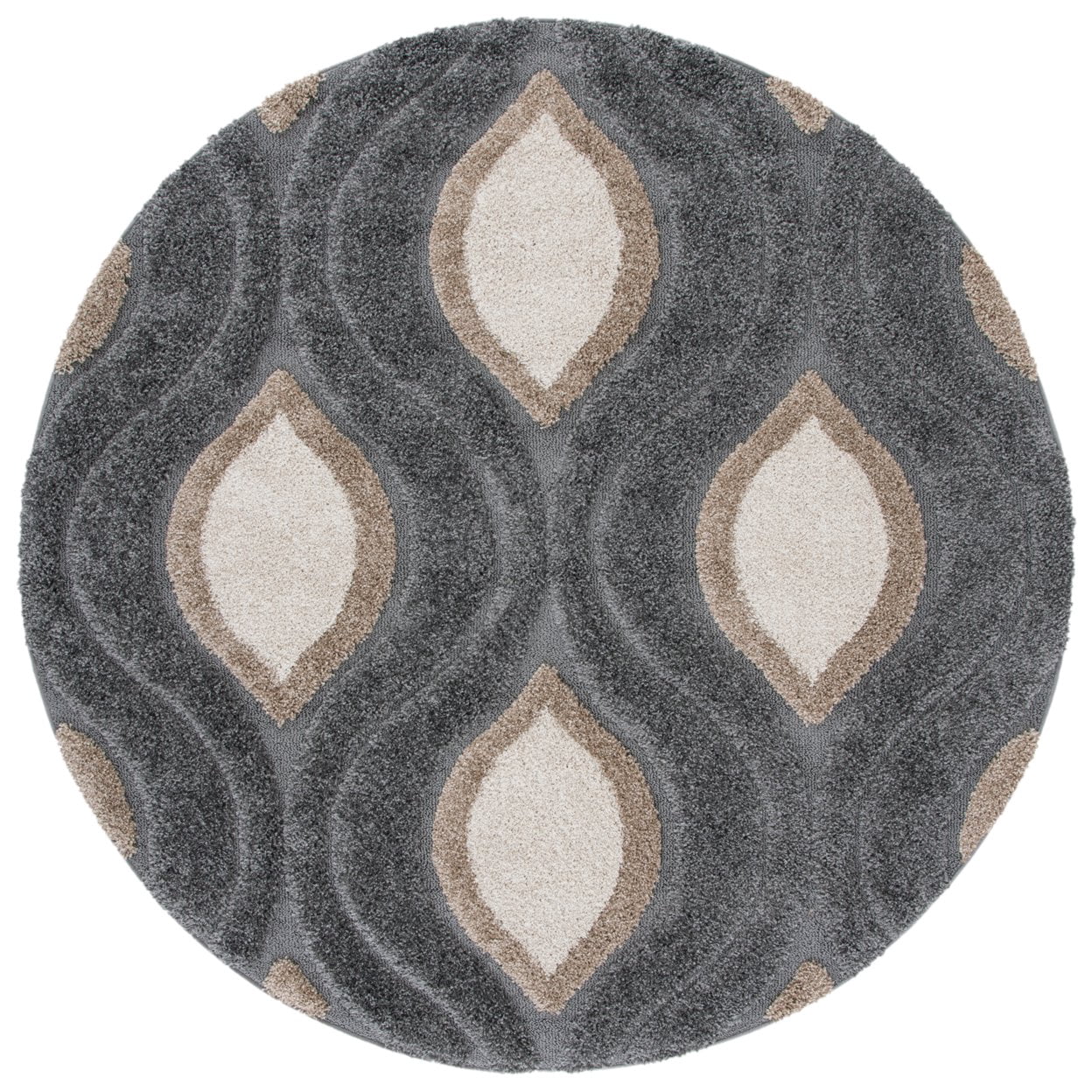SAFAVIEH Florida Declan Geometric Shag Runner Rug, Grey/Ivory, 2'3" x 9'