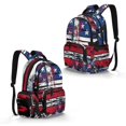 thumbnail image 5 of SCRAWLGOD July 4th Independence Day Vintage American Flag Pattern 17 Inch Backpack for School, 600D Polyester Daypack with Padded Straps, Portable Knapsack Lightweight Laptop Backpack, 5 of 7