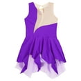 thumbnail image 4 of Zaldita Kids Girls Sleeveless Sequins Ballet Leotard Dress Color Block Figure Ice Skating Dress Dance Purple 12, 4 of 7