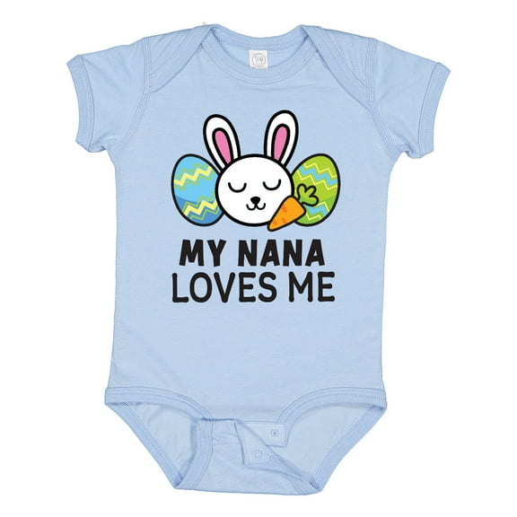 Inktastic My Nana Loves Me with Bunny and Easter Eggs Boys or Girls Baby Bodysuit