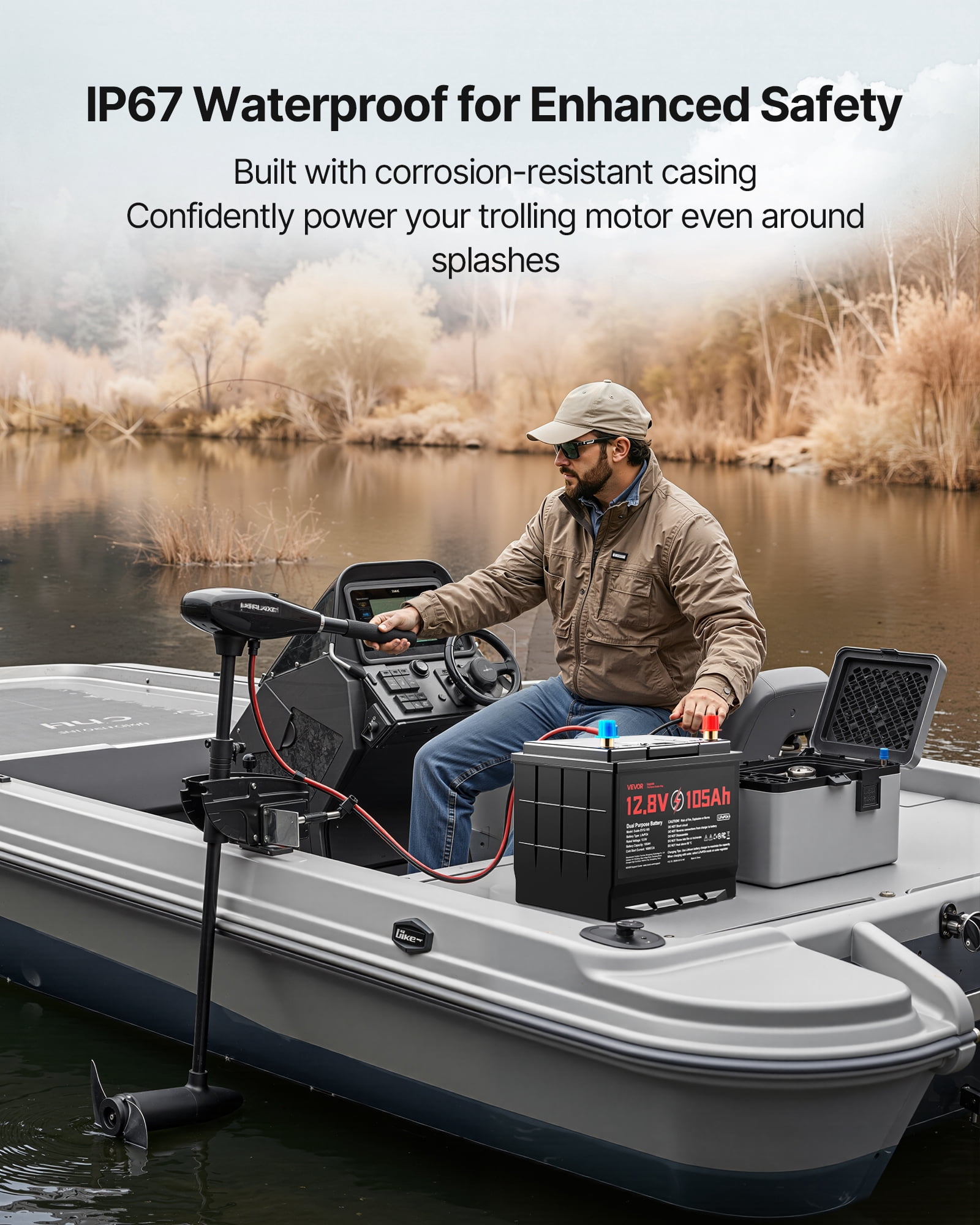 VEVOR 12V 105Ah Dual Purpose LiFePO4 Lithium Battery, 1000 CCA Group 24, Lithium-ion Starter Battery Plus Deep Cycle, Built-in Smart BMS, Car Start-Stop, for Automotive, Trolling Motor, Marine, RV