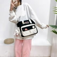 thumbnail image 3 of Japanese Hit Color Shoulder Bag  Multi-pocket Students Crossbody Handbag with Pendant for School Travel (Green), 3 of 10