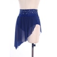 thumbnail image 5 of Sholeno Women's Shiny Rhinestone Lyrical Dance Skirt High Low Hem Mesh Flowy Dancing Skirt Navy Blue XXL, 5 of 7