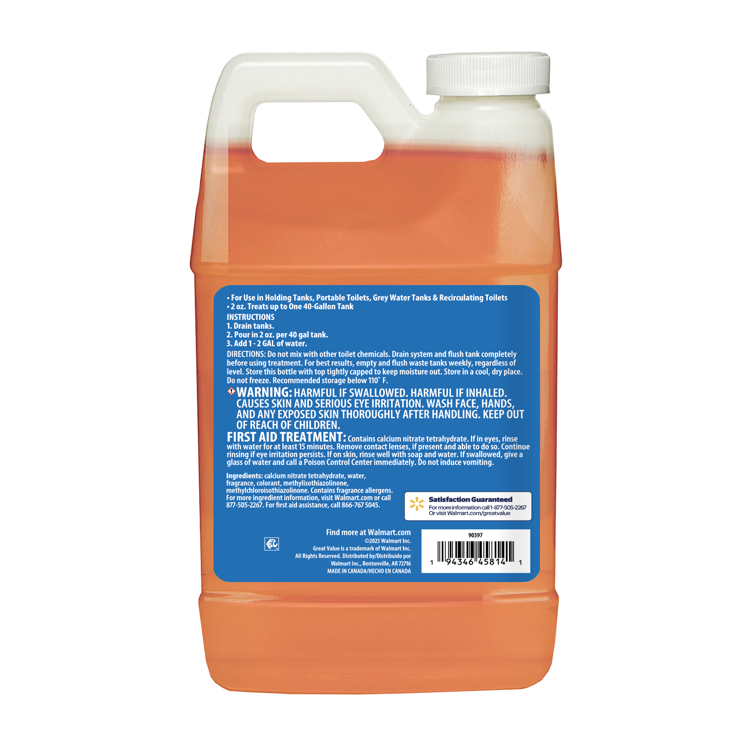 Great Value RV Toilet Treatment Citrus Scent Liquid 64 fl oz