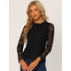 thumbnail image 2 of Blusa de encaje Allegra K con cuello de volantes y manga larga Negro S, 2 of 6