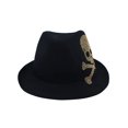 thumbnail image 2 of WITHMOONS Rhinestones Fedora Hat Skull Pattern Cotton Hat YT61355 (Gold), 2 of 5