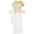 thumbnail image 4 of TiaoBug Men's Ancient Greek Toga Costume Short Sleeve Tunic Robe With Gold Metal Wristband Halloween Party Cosplay White L, 4 of 7
