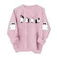 thumbnail image 3 of Jsaierl Halloween Sweatshirts for Women Spooky Ghost Graphic Pullovers Soft Holiday Crewneck Long Sleeve Sweater Tops Halloween Costumes, Sizes S-2XL, 3 of 7