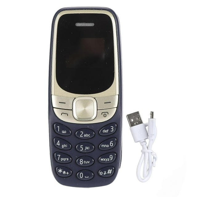 Smallest Mobile Phone Bluetooth Dialer Dual SIM Card GSM 2G Unlocked Mini Cell Phone for Child Students Blue
